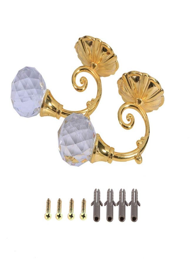 Marhynchus Crystal Hanger, 2X Heavy Metal Curtain Tiebacks with Gold Finish, Decorative Wall Mounted Window Treatment Holdbacks, 1.57x2.44 inches, 0.167 kg - Image 2